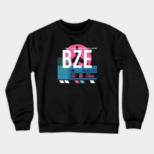 Belize City (BZE) Airport // Sunset Baggage Tag Crewneck Sweatshirt